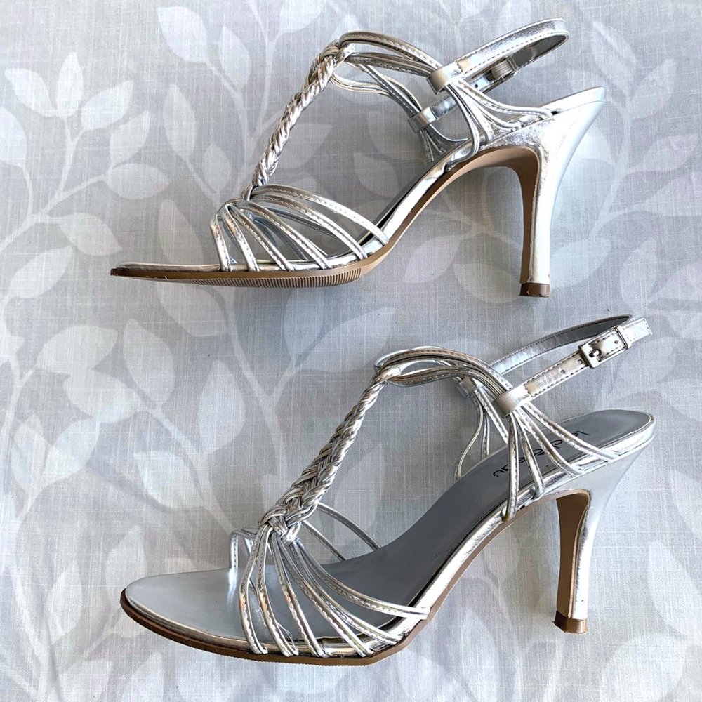 Le Chateau silver evening strap sandals